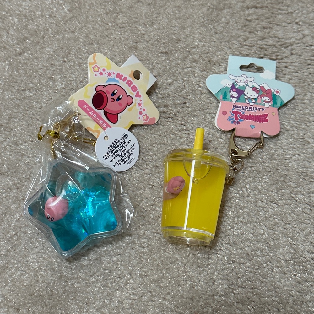 Kirby and My Melody Dome Keychains